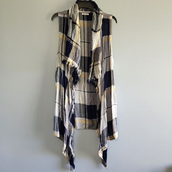 Mauries Plaid Open Front Vest, size S/M - Picture 8 of 8